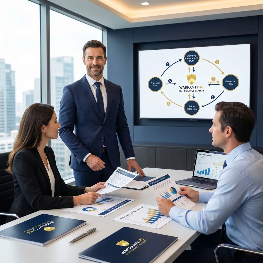 Advisor explaining warranty reinsurance trust benefits