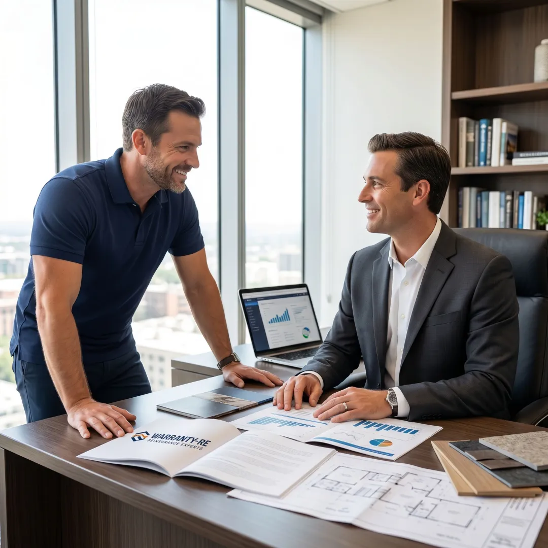 Roofing contractor reviewing warranty reinsurance plans