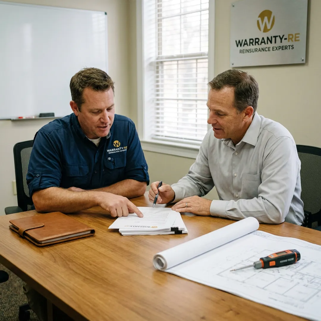 Electrical contractor reviewing warranty reinsurance plan