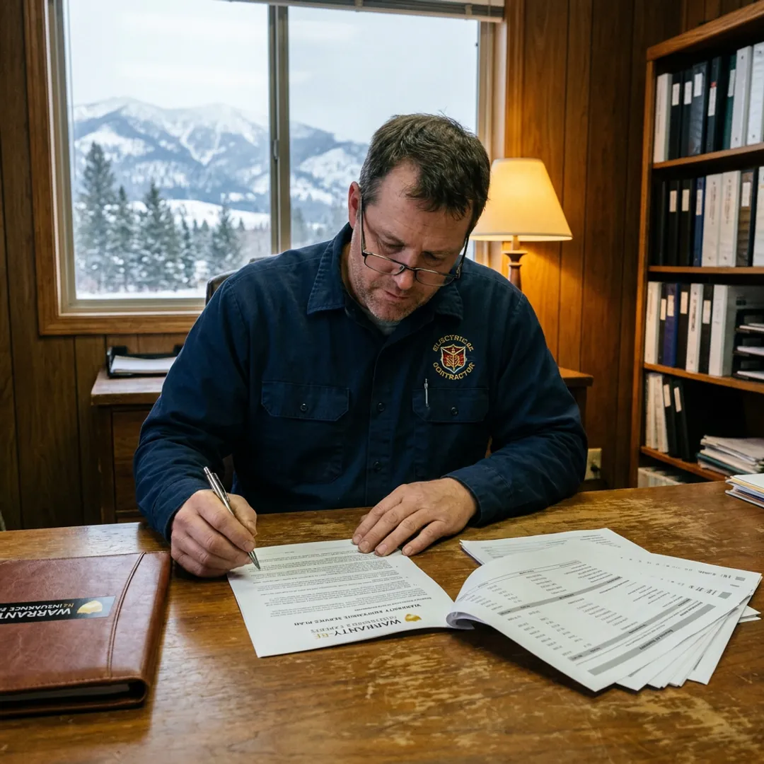 Montana electrical contractor reviewing insurance documents