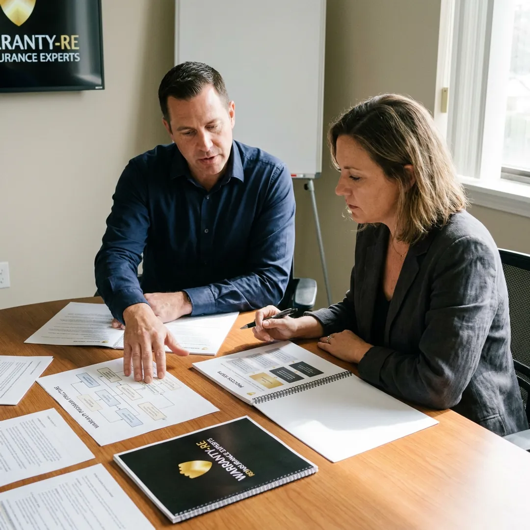 Advisor explaining HVAC warranty reinsurance setup process