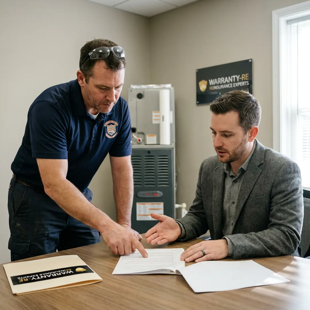 HVAC contractor reviewing warranty coverage documents
