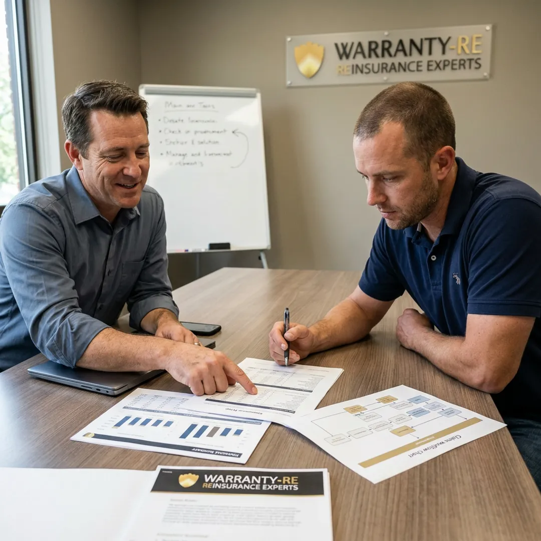 Warranty consultant explaining reinsurance setup process