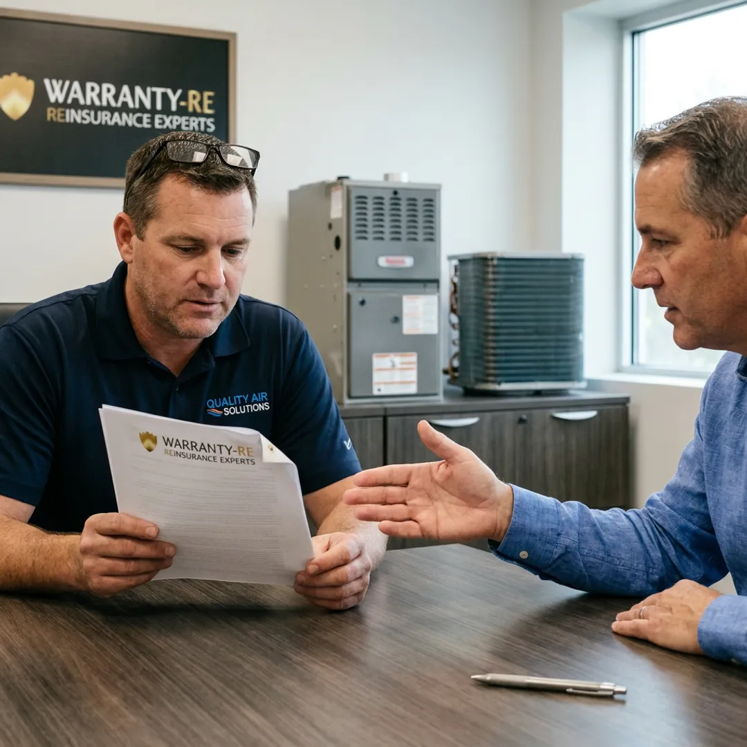 HVAC contractor reviewing warranty coverage documents