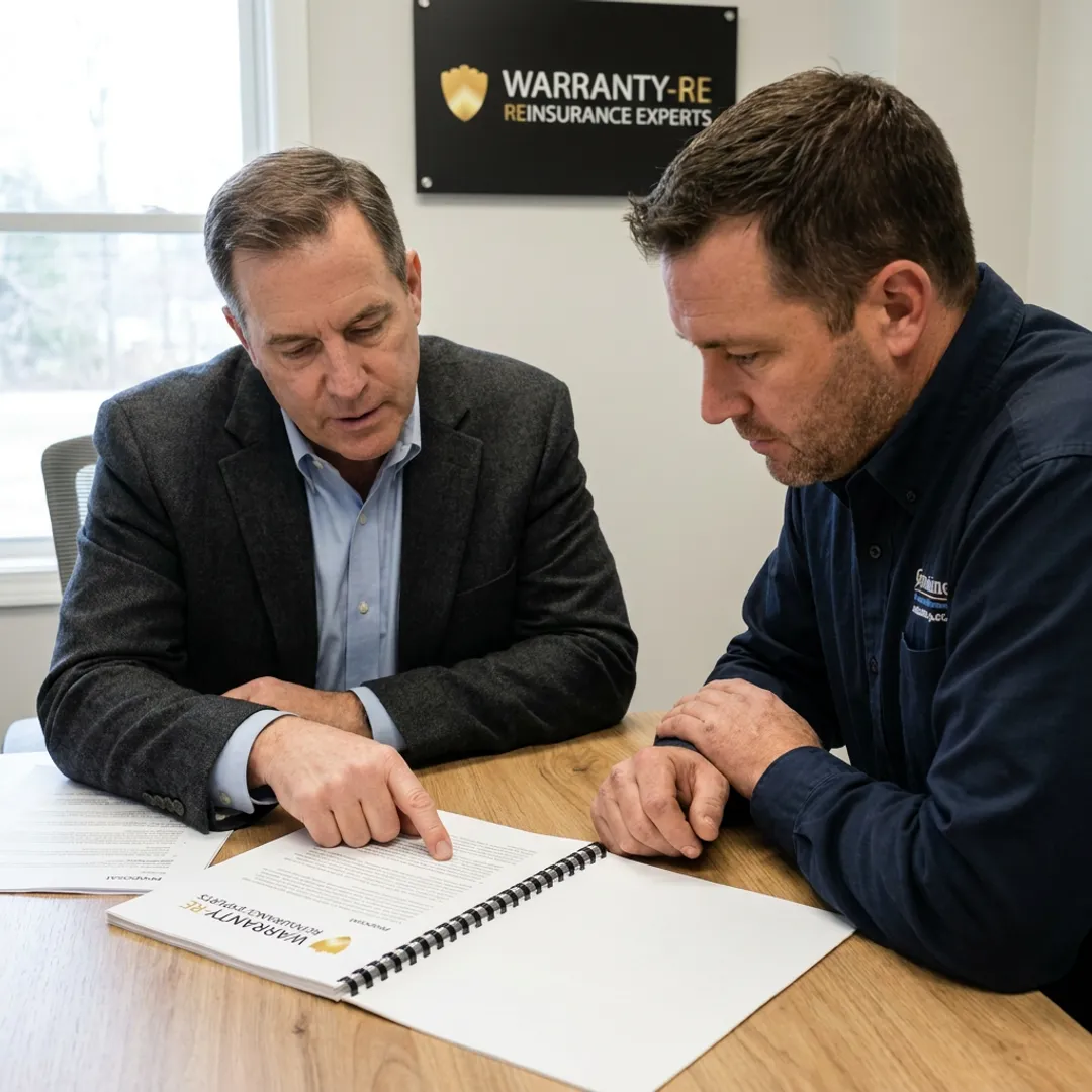 Plumbing contractor reviewing warranty program documents
