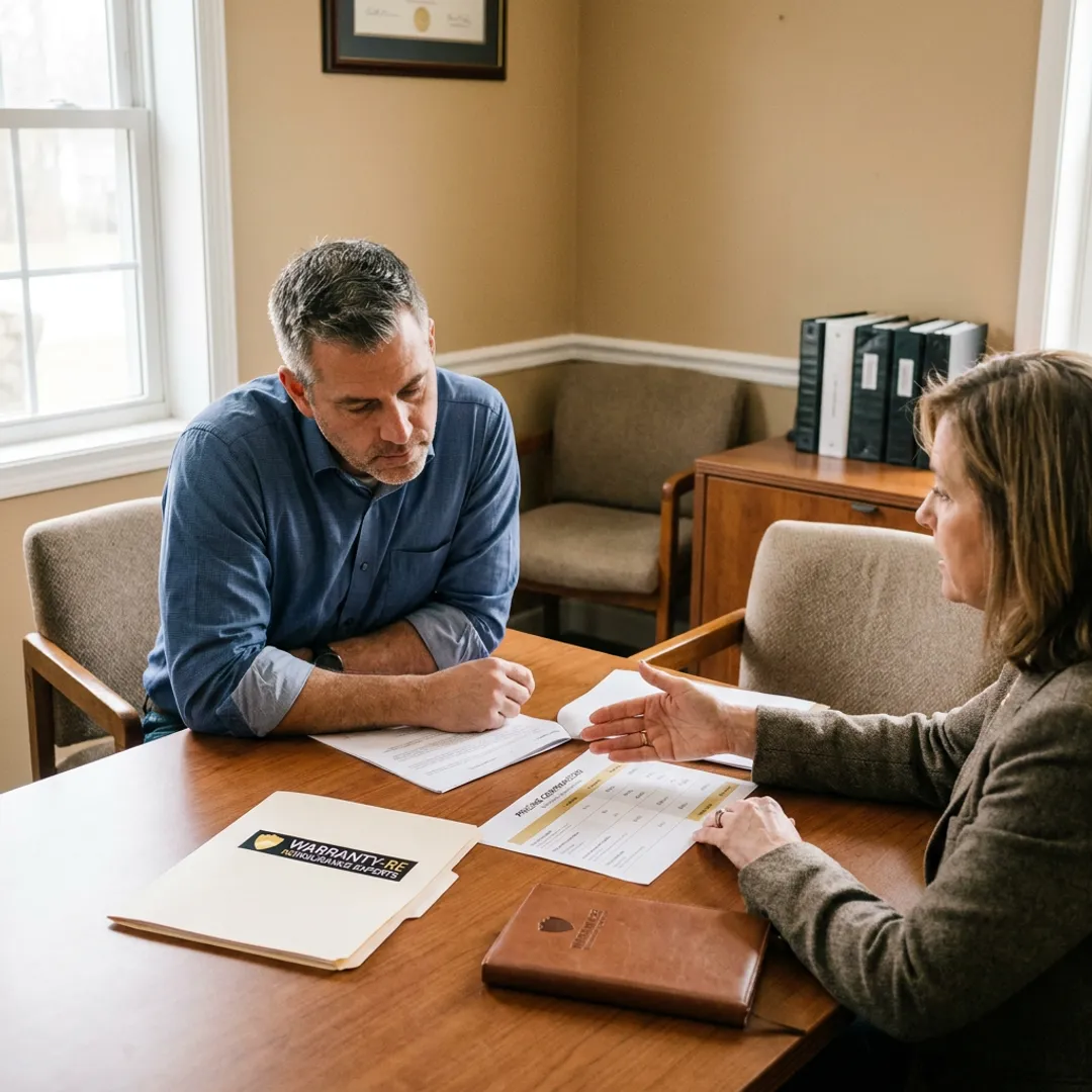 Electrical contractor reviewing warranty reinsurance documents