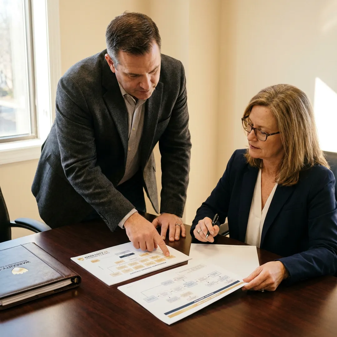 Business team planning an electrical contractor warranty program