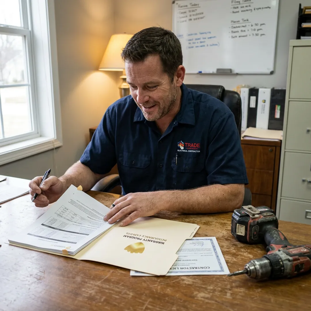 Ohio electrical contractor reviewing insurance documents