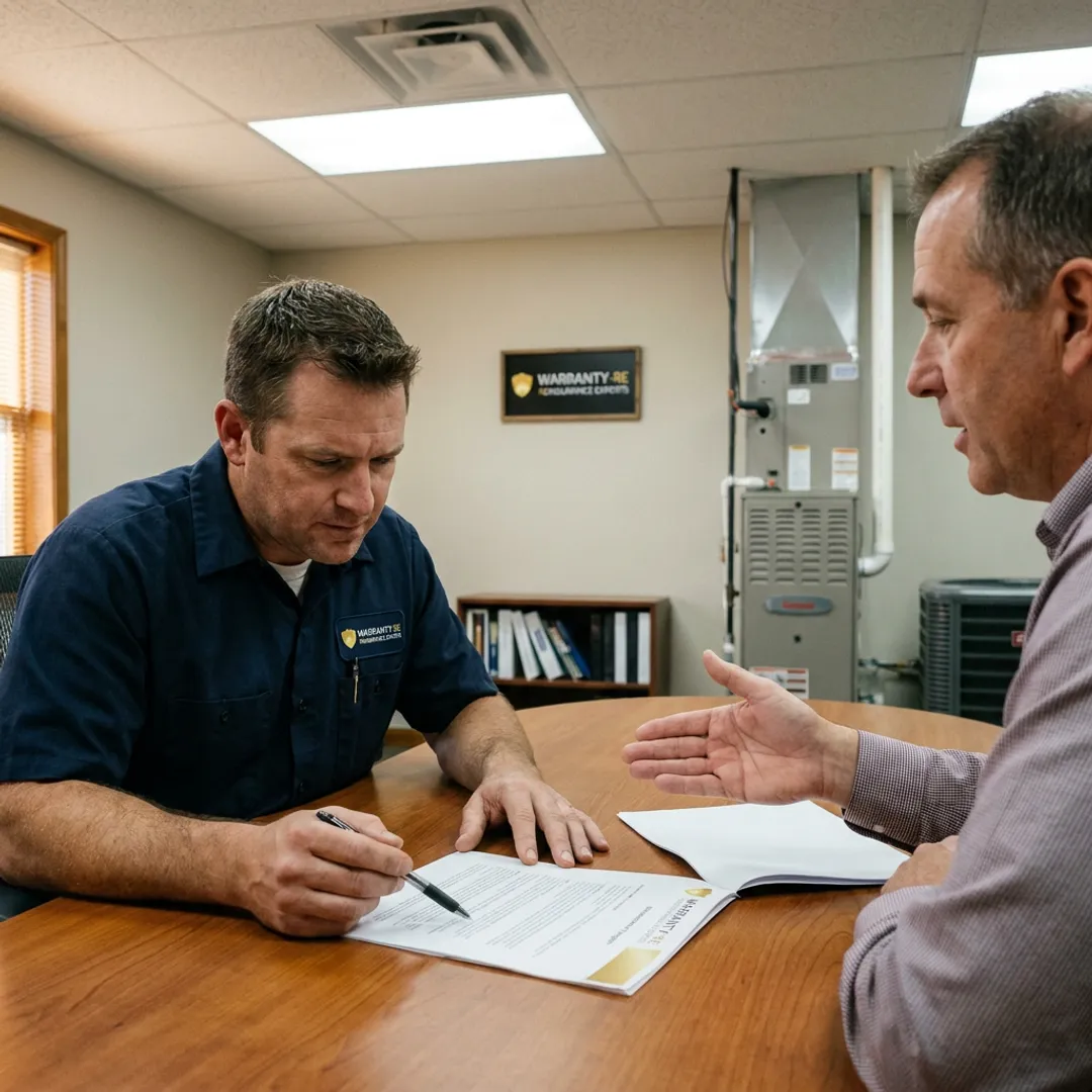 Kansas HVAC contractor reviewing warranty reinsurance documents
