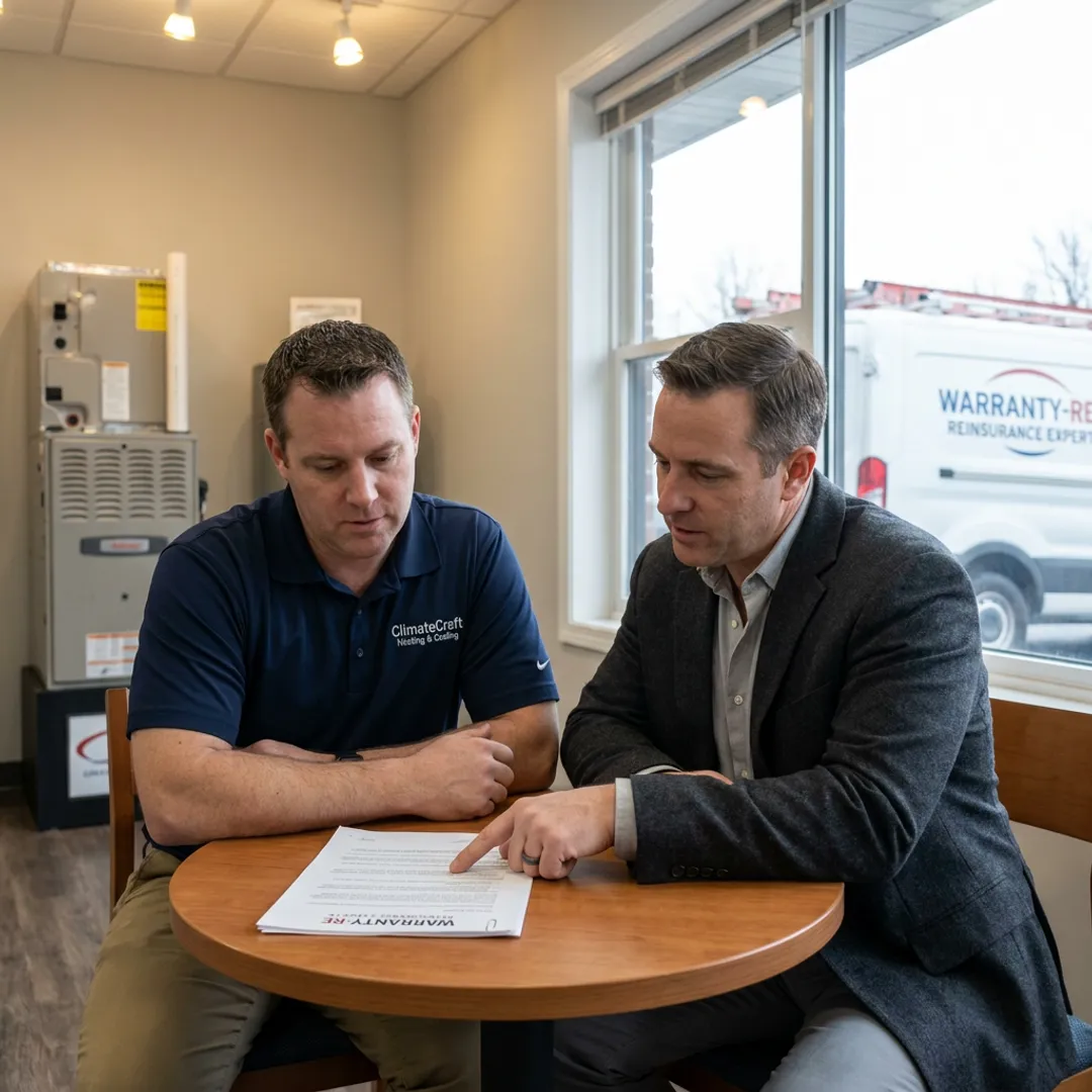 Minnesota HVAC contractor reviewing warranty reinsurance documents