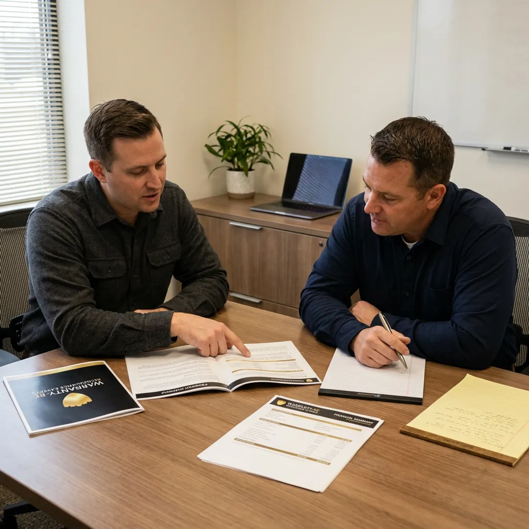 Advisor explaining HVAC warranty reinsurance process