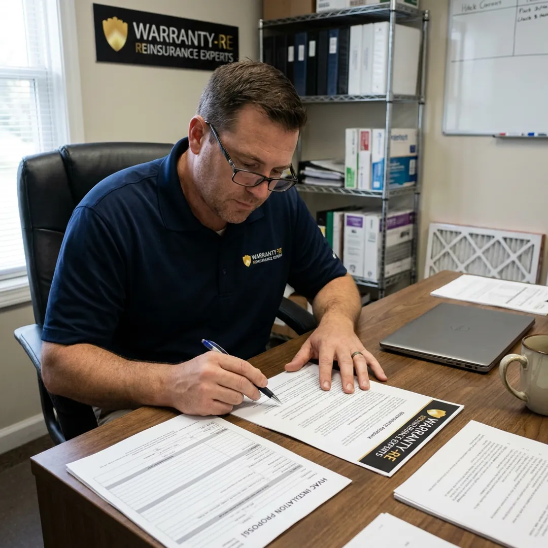 Kentucky HVAC contractor reviewing warranty reinsurance documents