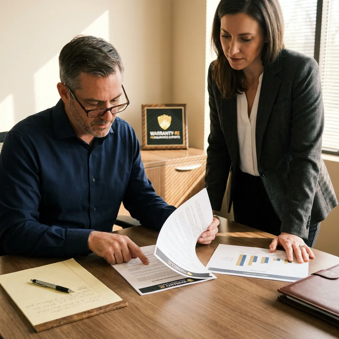 HVAC contractor reviewing warranty coverage options