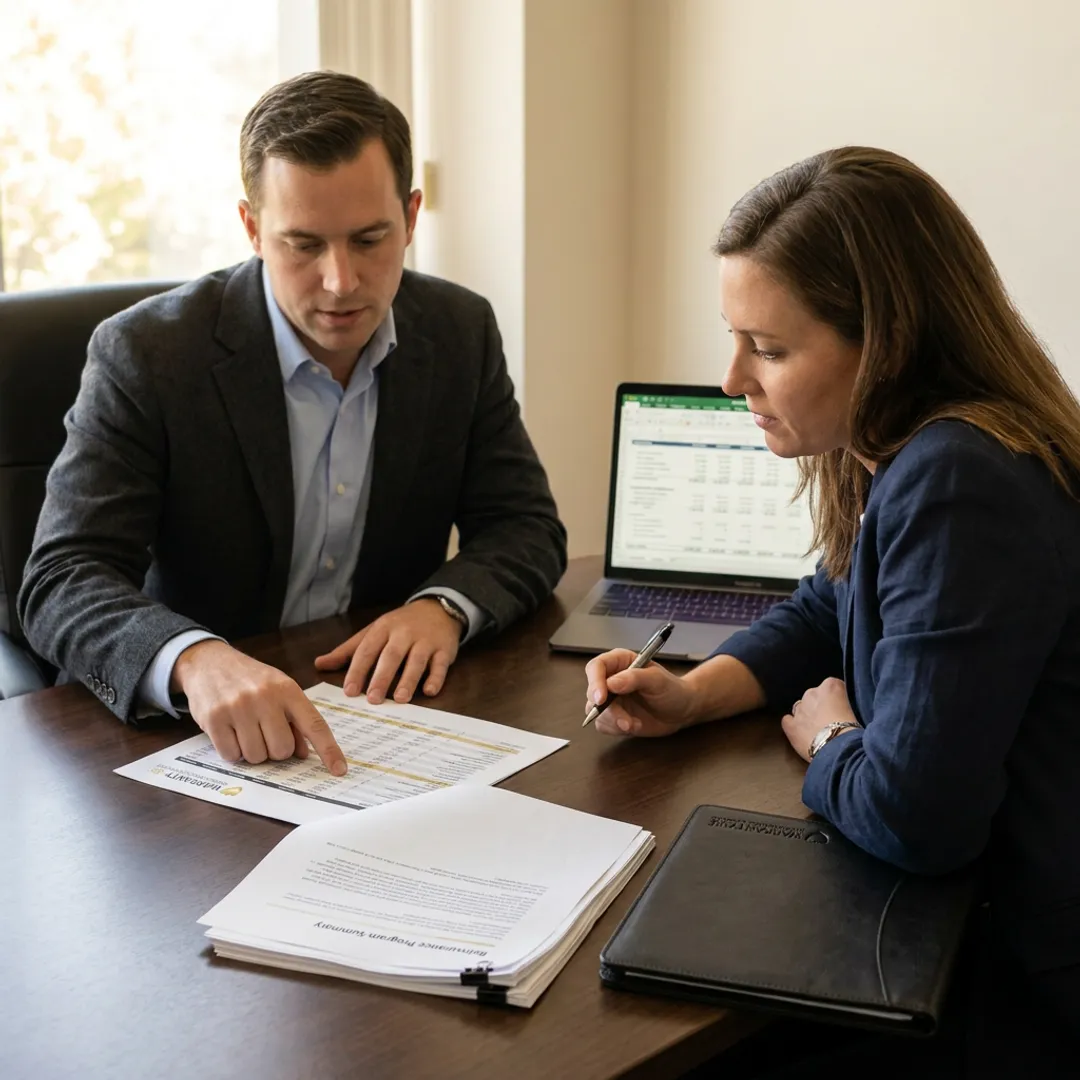 Consultant reviewing plumbing warranty costs