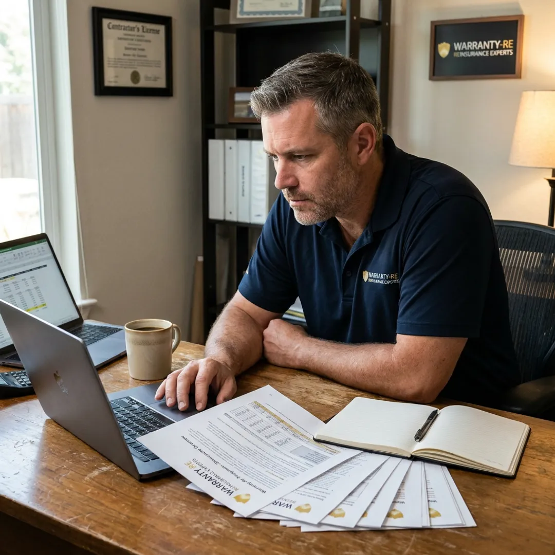 Roofing contractor reviewing claim documents