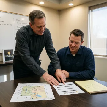 Advisor explaining HVAC warranty reinsurance process