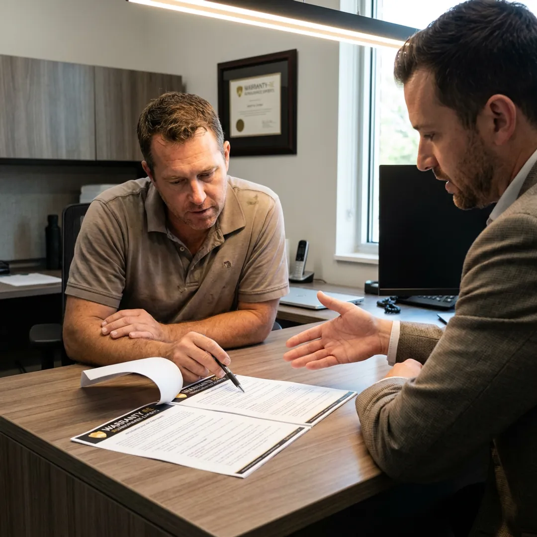 Plumbing contractor reviewing drain cleaning warranty coverage