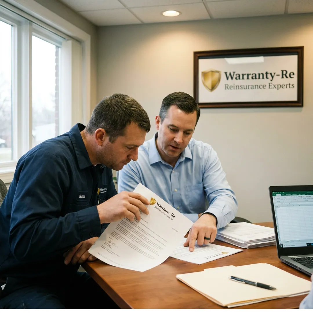Contractor reviewing white label warranty program documents