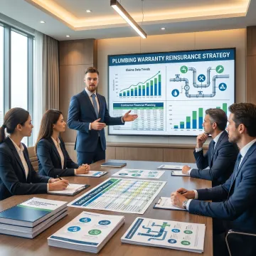 Advisor explaining plumbing warranty reinsurance benefits