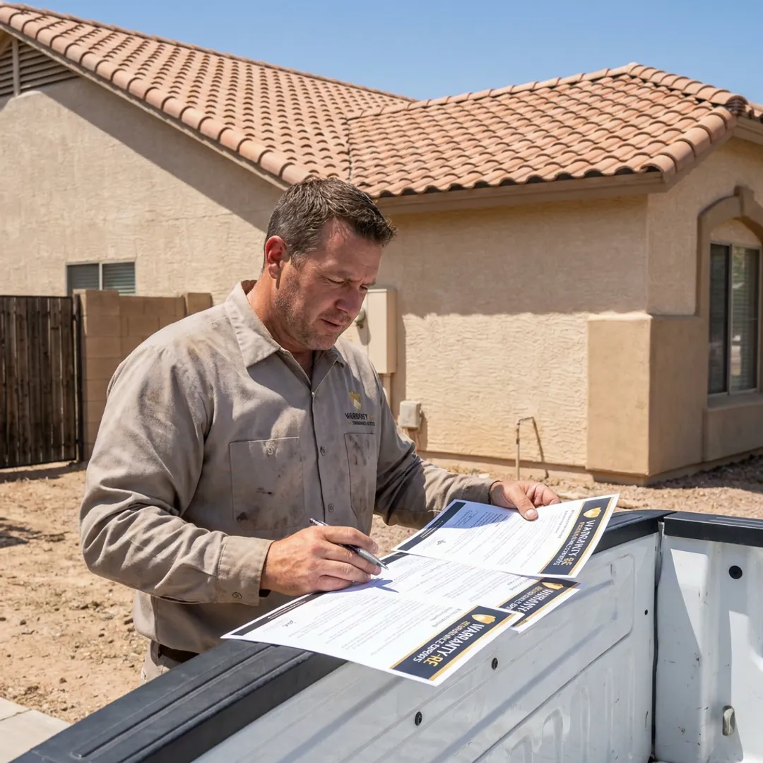 Arizona roofing contractor reviewing warranty coverage