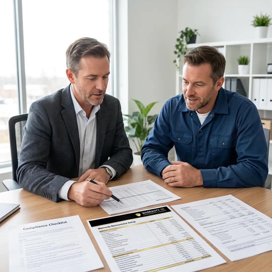Advisor helping electrical contractor set up warranty reinsurance