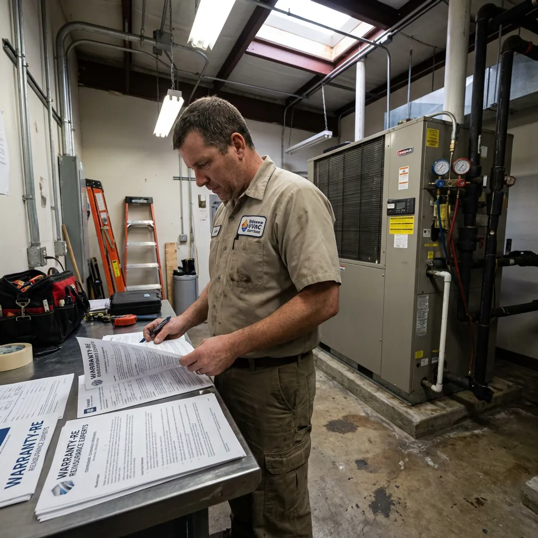 HVAC contractor reviewing coverage documents