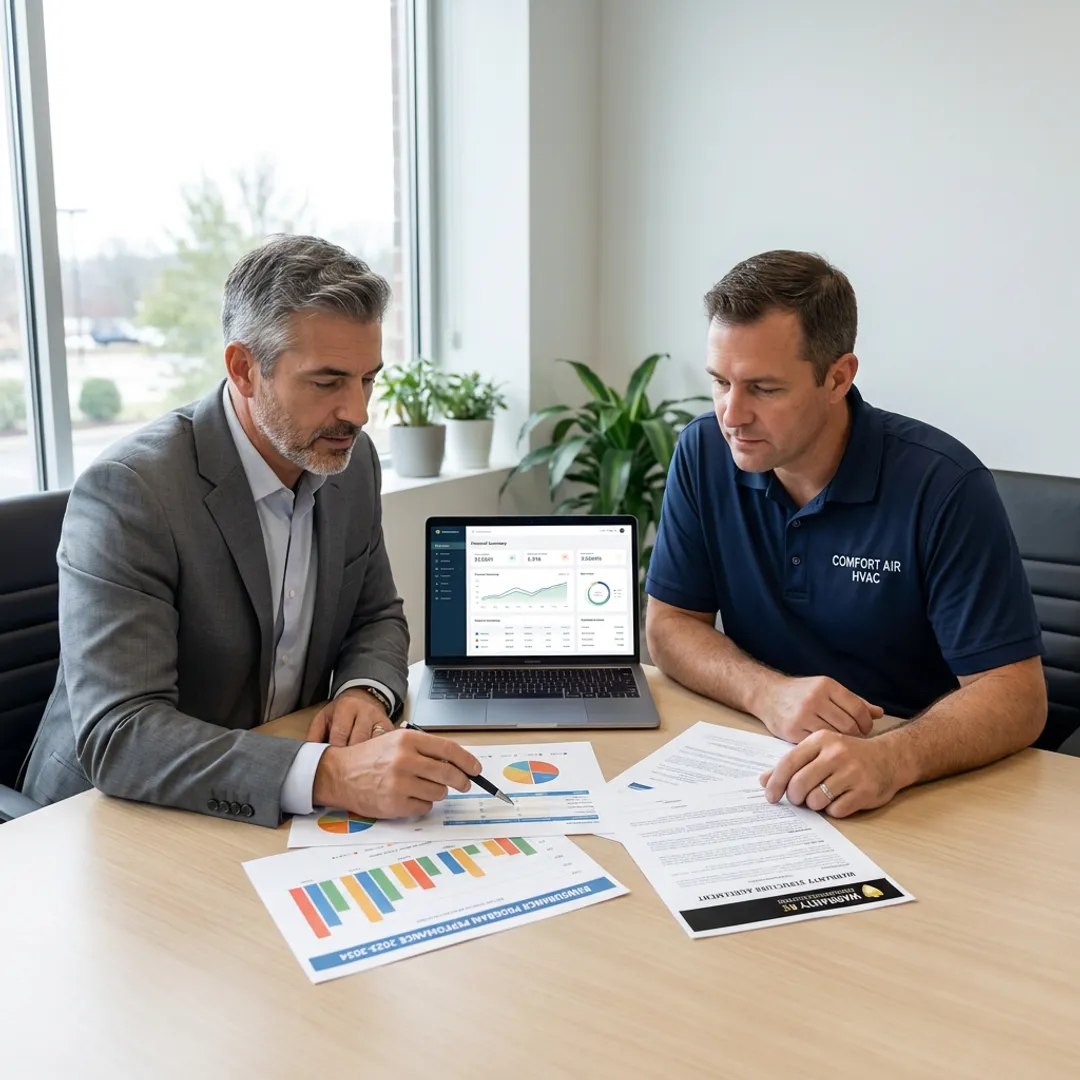 Consultant explaining HVAC warranty reinsurance process