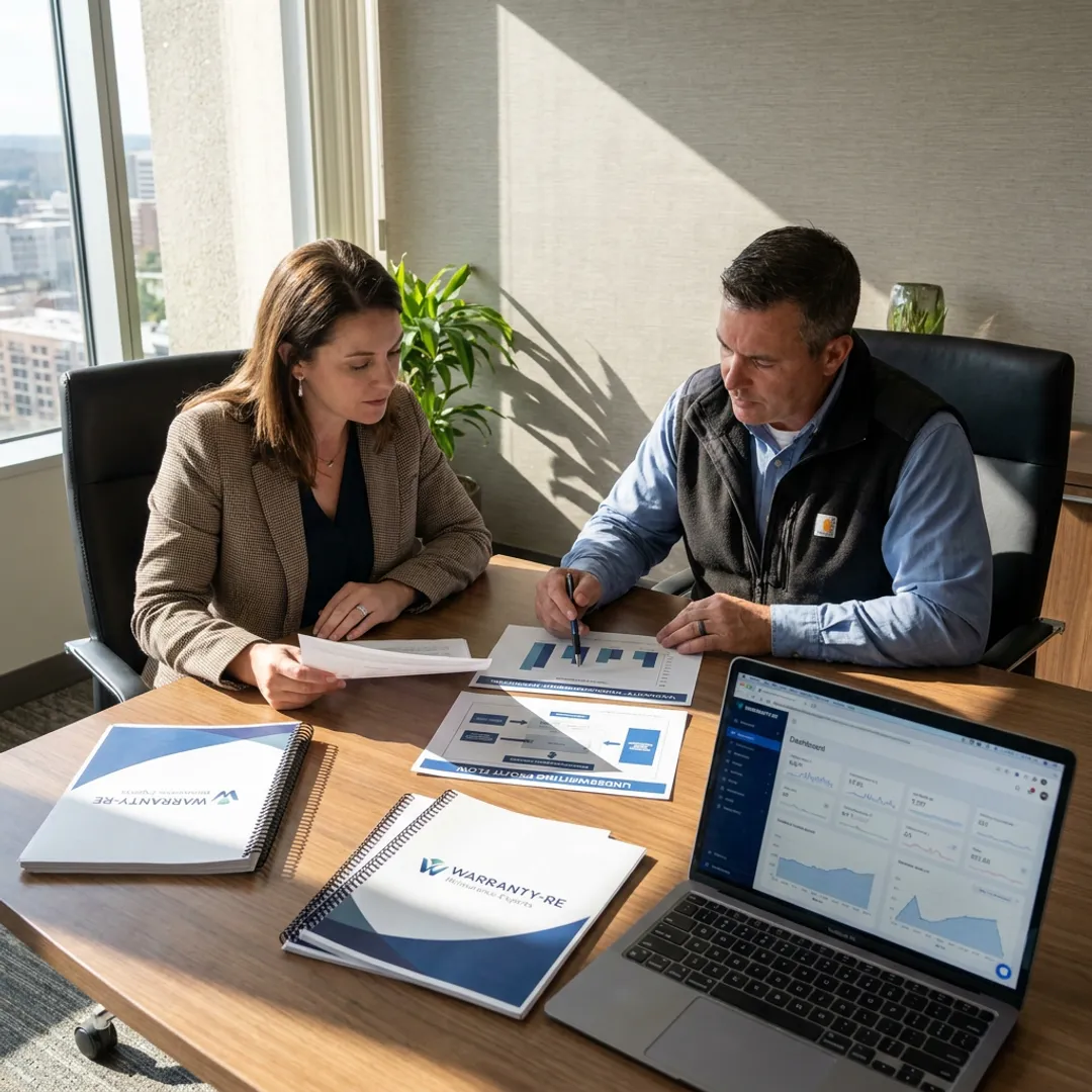 Business advisor guiding electrical contractor through warranty setup