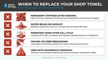 Five signs a shop towel should be replaced not rewashed checklist infographic