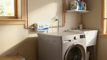 Water Energy Storm ozone laundry system installed on cold water supply line