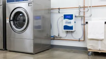 Water Energy Storm system dissolving ozone into commercial laundry wash water