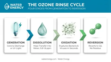 4-stage ozone rinse process from generation to oxygen reversion