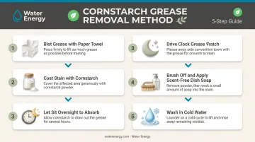 5-step oil and grease stain removal process for hunting clothes using cornstarch method