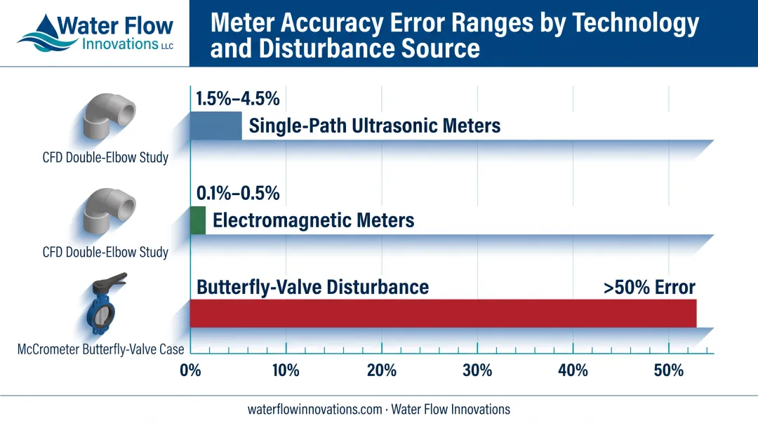 Water meter accuracy error rates by disturbance type and meter technology