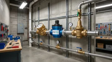 Water Flow Innovations Flow Conditioning Device installed at commercial water meter connection