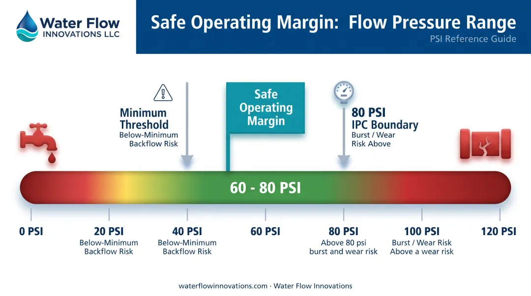 Safe operating pressure margin between minimum and maximum thresholds diagram
