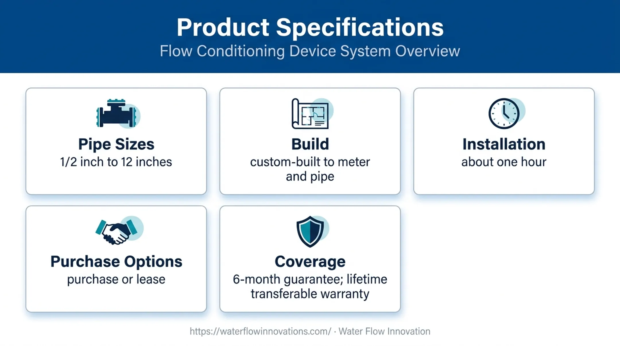 Flow conditioning device sizes installation options and warranty benefits