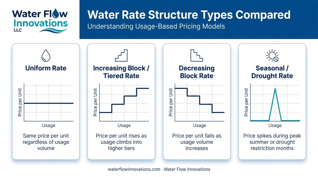 Comparison chart of four common water utility rate structures