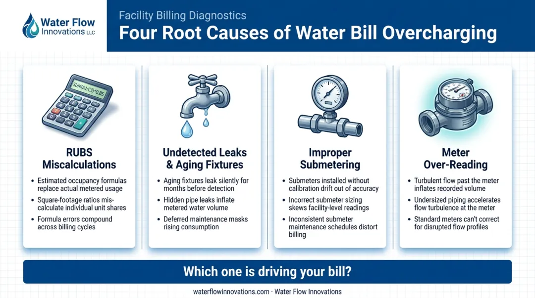 Four main causes of apartment water bill overcharging comparison chart