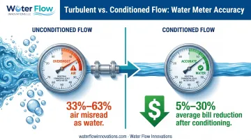 Air entrainment impact on water meter accuracy and billing infographic