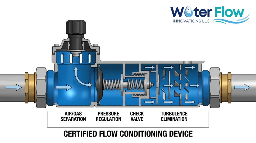 Flow Conditioning Device four-component system diagram for meter accuracy