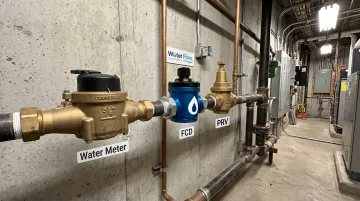 Flow Conditioning Device installed inline at hospital water meter