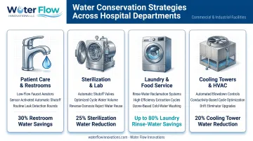 Water conservation strategies across four hospital departments comparison chart