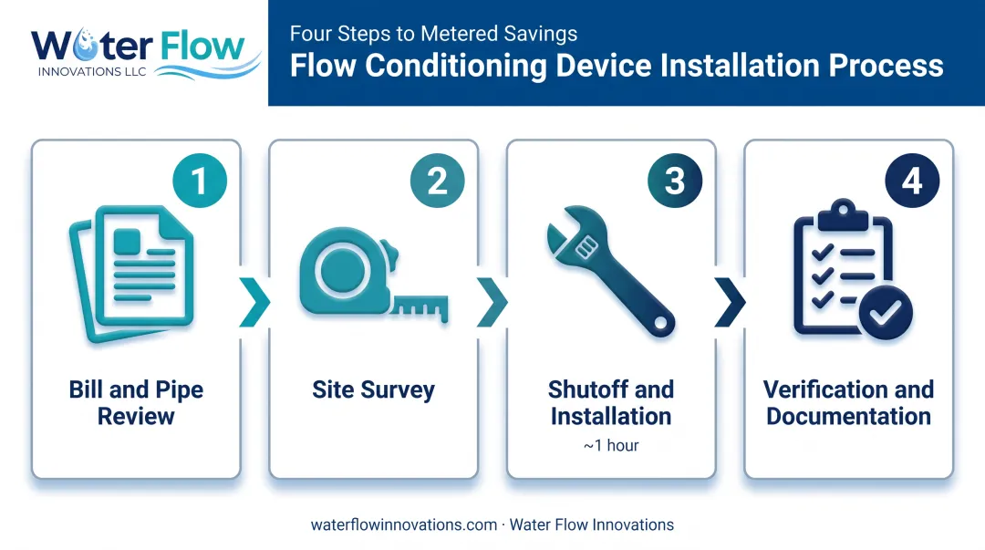 Four-step FCD installation process from survey to verification