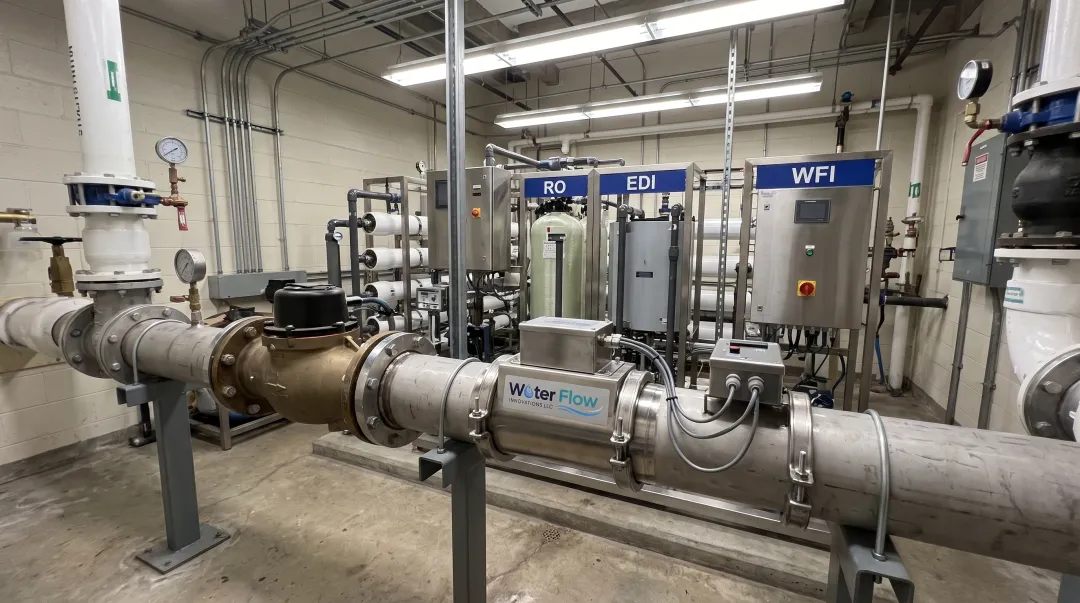Flow Conditioning Device installed upstream of pharmaceutical water purification system