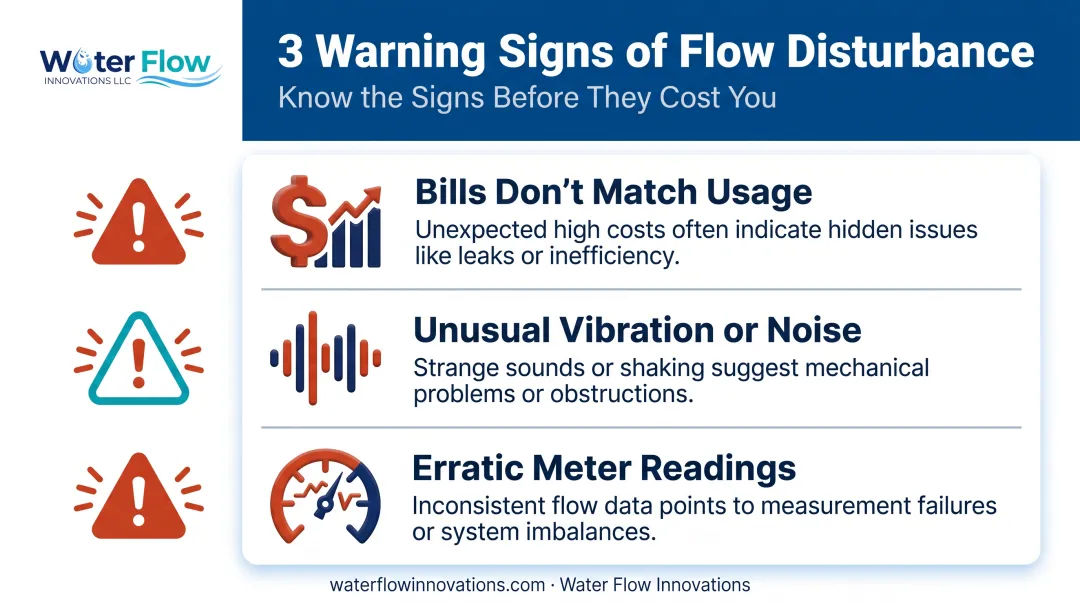 Warning signs checklist of flow disturbance in piping systems