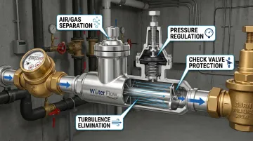Flow Conditioning Device correcting turbulence and air entrainment at water meter