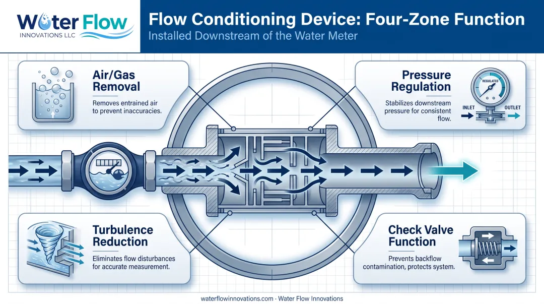 Four core components of water flow stabilization device diagram