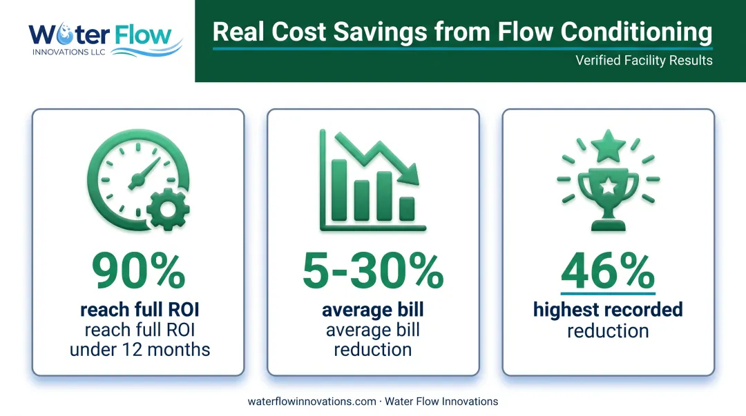 Water utility bill savings statistics after flow stabilization installation
