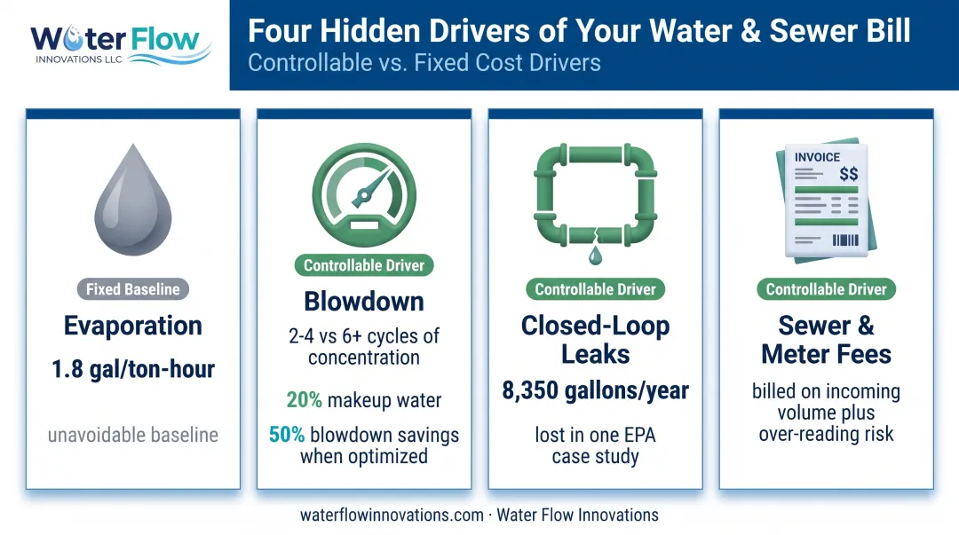 four key HVAC water cost drivers comparison with statistics